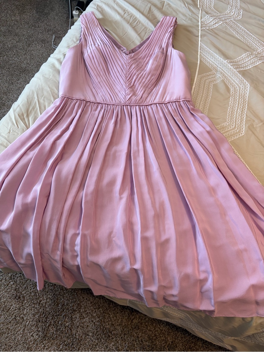 Boden Lilac Pleated V‑Neck Formal Dress